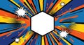 Vibrant abstract explosion background with hexagon center and starburst elements Royalty Free Stock Photo