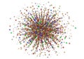 Vibrant abstract explosion of colorful dots and lines representing connections and data Royalty Free Stock Photo