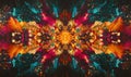 Vibrant abstract explosion of colors with symmetrical patterns and dynamic textures