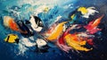 Vibrant Abstract Fish Painting with Colorful Splashes Royalty Free Stock Photo