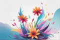 Vibrant Abstract Flower Art: Colorful Illustration to Brighten Any Space. Royalty Free Stock Photo