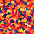 Vibrant abstract geometric background featuring a dazzling seamless pattern composed of multicolored low poly triangles in warm Royalty Free Stock Photo