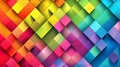 Vibrant abstract geometric background featuring layered colorful squares and diagonal shapes in rainbow gradient tones Royalty Free Stock Photo