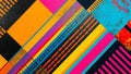 Vibrant abstract geometric composition featuring bold diagonal stripes dynamic color blocking textured overlays and strong retro Royalty Free Stock Photo