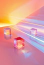 Vibrant Abstract Geometric Cubes with Colorful Prismatic Light Effects for Modern Design Applications