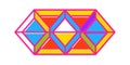 Vibrant Abstract Geometric Hexagon Design Featuring Colorful Interlocking Triangles in a Pink Frame Royalty Free Stock Photo