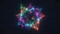 Vibrant Abstract Geometric Network of Glowing Nodes and Polygons Against a Dark Background, Symbolizing Data, Technology, and Royalty Free Stock Photo