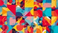 Vibrant abstract geometric pattern composed of overlapping colorful shapes including circles triangles and squares creating a Royalty Free Stock Photo