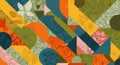 Abstract Floral Geometric Pattern with Botanical Illustrations Royalty Free Stock Photo