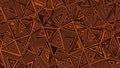 Vibrant abstract geometric pattern of interlocking orange and black triangles with sharp lines and a sense of depth and complexity Royalty Free Stock Photo