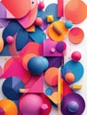 Vibrant abstract geometric shapes in bold colorful layers