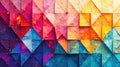 Vibrant abstract geometric textile with textured triangles in a colorful mosaic pattern. Generative AI Royalty Free Stock Photo