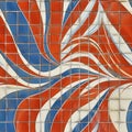 Vibrant Abstract Geometric Tile Pattern in Red, Blue, and White Royalty Free Stock Photo