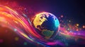 Vibrant Abstract Globe with Colorful Waves of Light and Energy Royalty Free Stock Photo