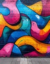 Vibrant Abstract Graffiti on a Brick Wall Royalty Free Stock Photo