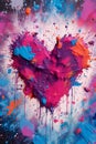 Vibrant Abstract Heart: A Close-Up of Colorful Paint Splatters Royalty Free Stock Photo