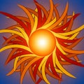 A vibrant abstract illustration features a glowing central sphere, reminiscent of a sun, Royalty Free Stock Photo