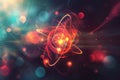 Abstract Quantum Physics Concept with Glowing Atomic Structure Royalty Free Stock Photo