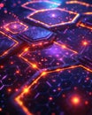 Vibrant Abstract Background of Hexagonal Patterns with Lights and Colors Royalty Free Stock Photo