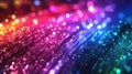 Colorful Fiber Optic Cables Glow With Vibrant Light Particles at Night Royalty Free Stock Photo