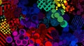 A vibrant abstract image featuring a dynamic array of overlapping circles and Royalty Free Stock Photo