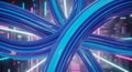 Abstract Blue Cables with Neon Background Royalty Free Stock Photo