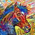 Vibrant Abstract Impressionist Horse Portrait Painting