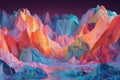 Vibrant Abstract Landscape of Colorful Mountains at Dawn. Royalty Free Stock Photo