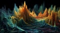 Abstract landscape digital art terrain graphic design visualization data mountains peaks colors . Royalty Free Stock Photo