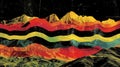 Vibrant abstract landscape with layered colors representing mountains Royalty Free Stock Photo