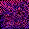 Vibrant abstract lines, spots, isolated on black background. Doodle style. Psychedelic decorative colorful ornament pink