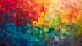 A vibrant abstract mosaic of translucent colored squares, creating a gradient effect from warm to cool tones. Royalty Free Stock Photo