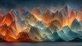 Vibrant Abstract Mountain Range with Dynamic Lighting and Geomet Royalty Free Stock Photo