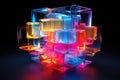 Vibrant abstract neon cube. Generate Ai