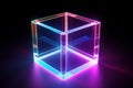 Vibrant Abstract neon cube light. Generate Ai