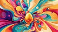 Vibrant Abstract Paint Swirls with Easter Egg