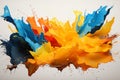 Vibrant abstract painting with bold yellow and blue splashes. Ukrainian theme