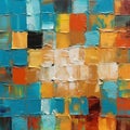 Vibrant Abstract Painting With Color Blocks On Unprimed Canvas