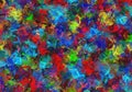 Vibrant abstract painting with multicolored splatters and textures Royalty Free Stock Photo