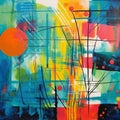 Vibrant Abstract Painting: Naive Art Inspired By Gerhard Richter