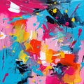Vibrant Abstract Painting With Neon Colors And Joyful Chaos