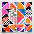 Vibrant Abstract Paintings: Bold Colors, Paper Cut-outs, And Neon Grids