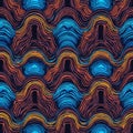 Vibrant Wavy Lines Pattern in Blue Orange and Yellow on Dark Background abstract Royalty Free Stock Photo