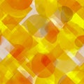 Vibrant abstract pattern featuring overlapping yellow and orange translucent circles and squares creating a dynamic geometric Royalty Free Stock Photo