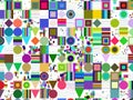 A vibrant, abstract pattern featuring various geometric shapes . Royalty Free Stock Photo