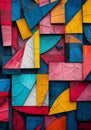 A vibrant, abstract pattern formed by arranging colorful pieces of cardboard or construction paper. Royalty Free Stock Photo