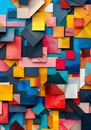 A vibrant, abstract pattern formed by arranging colorful pieces of cardboard or construction paper. Royalty Free Stock Photo