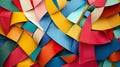A vibrant, abstract pattern formed by arranging colorful pieces of cardboard or construction paper. Royalty Free Stock Photo