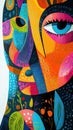 A vibrant, abstract portrait showcasing colorful faces and nature-inspired elements Royalty Free Stock Photo