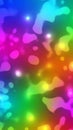 Vibrant abstract rainbow colored fluid shapes and glowing bokeh lights creating a dynamic and colorful psychedelic background Royalty Free Stock Photo